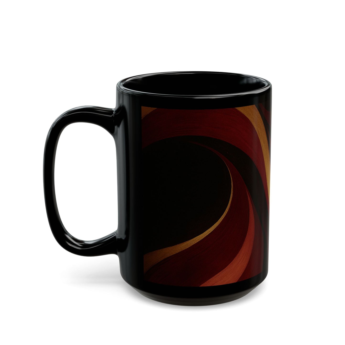 Rose Alloy 4-Soulful Collection-Red & Gold Swirl Black Coffee Mug — 11oz/15oz