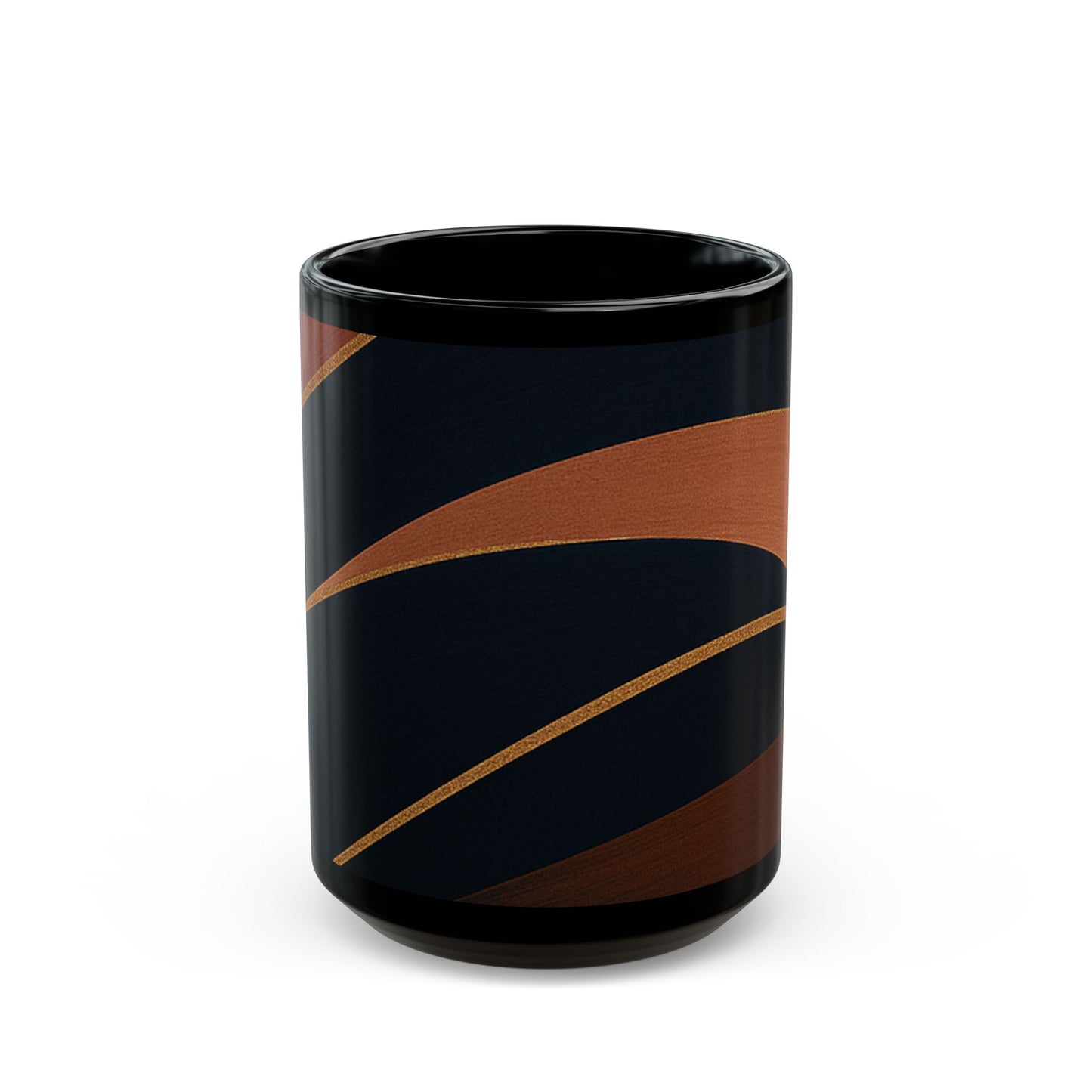 Rose Alloy 2-Soulful Collection — Modern Coffee Cup with Burgundy & Rose Gold Waves