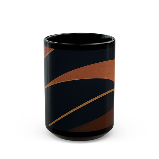 Rose Alloy 2-Soulful Collection — Modern Coffee Cup with Burgundy & Rose Gold Waves