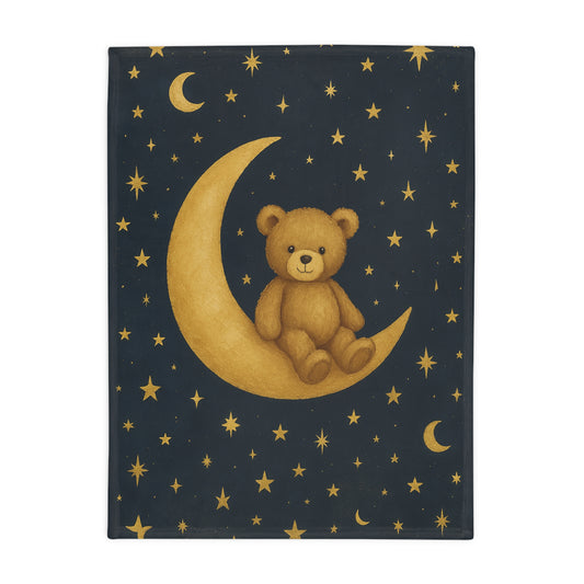 To the Moon Velveteen Plush Blanket — Celestial Dreams-Cozy Starry Night Baby Throw