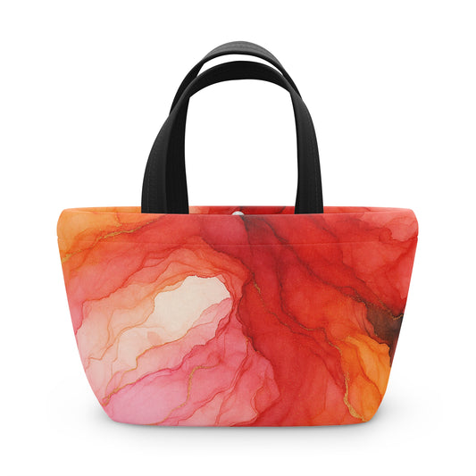 Crimson Harmonies-Abstract Collection- Abstract Lunch Bag – Insulated Tote for Work, School, Picnics, Eco-Friendly Gift, Trendy Storage Solution