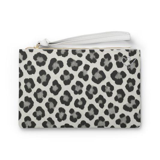 Snow Leopard Print Clutch Bag — Chic Animal Print Wristlet for Everyday & Evening
