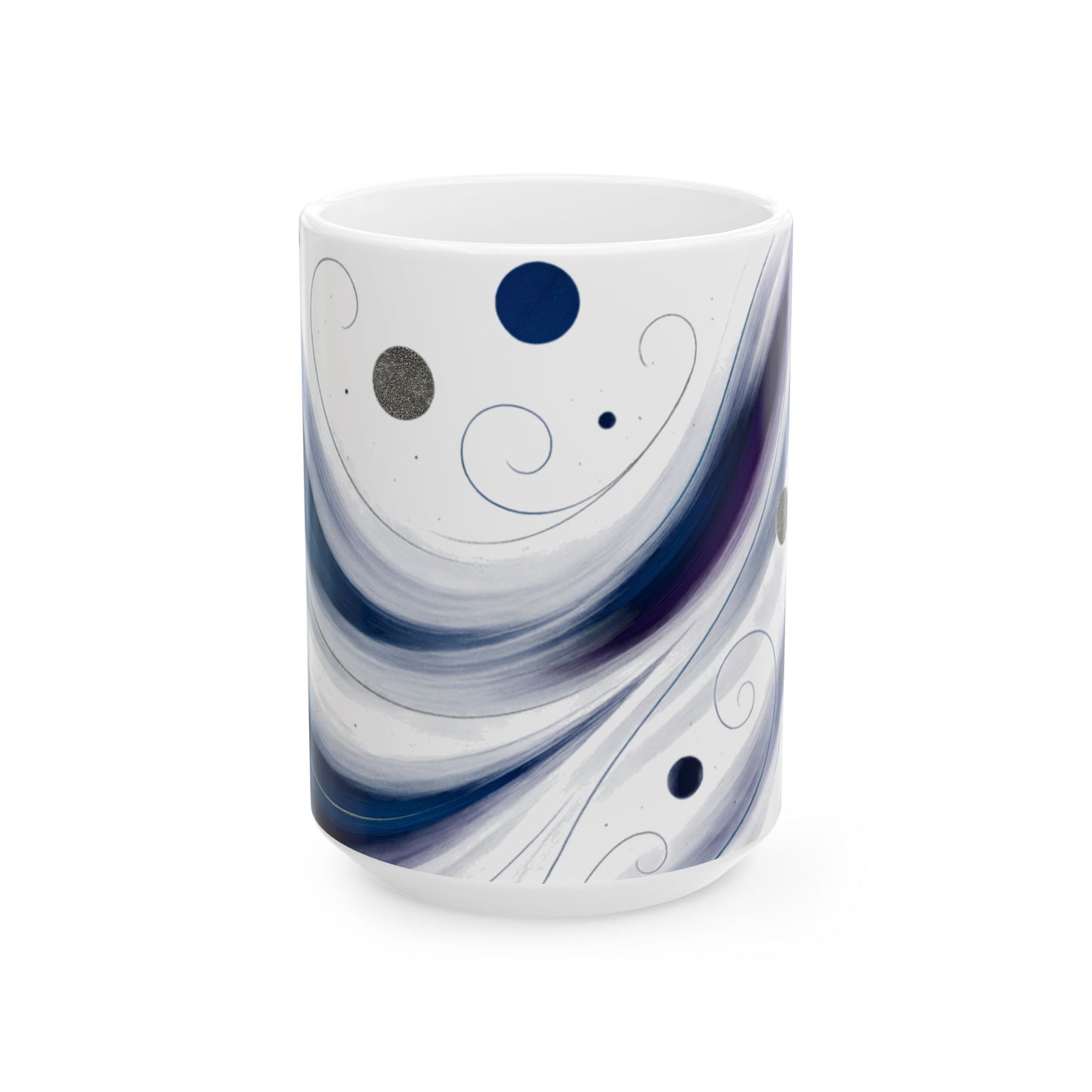 Blue Swirl 2-Soulful Collection- Ceramic Mug — Blue Wave Brushstroke Design (11oz, 15oz)