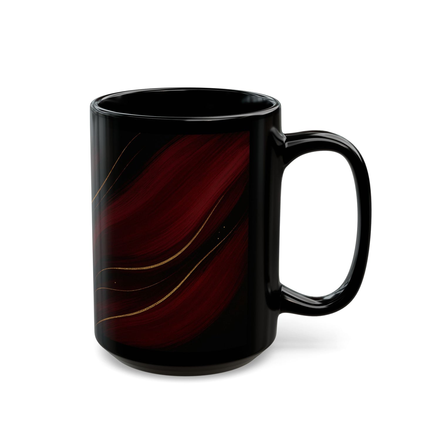 Rose Alloy-Soulful Collection-Red & Gold Swirl Black Coffee Mug — 11oz/15oz