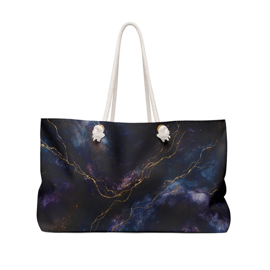 Onyx-2025 Artisan Luxe Collection-Weekender Bag — Navy Gold Cosmic Travel Tote