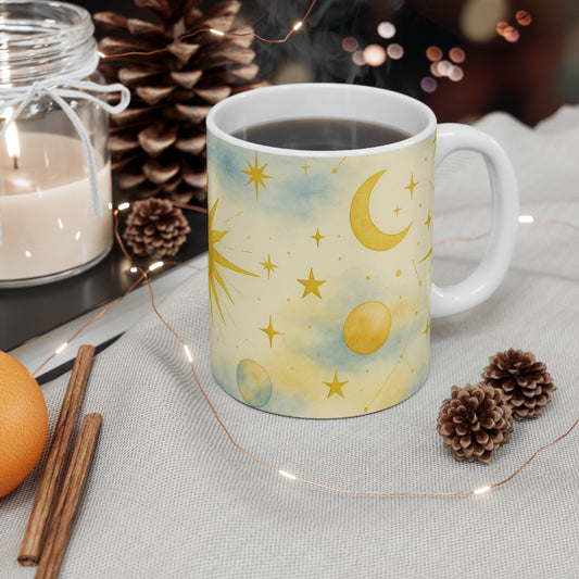 Celestial Sun and Moon-Celestial Dreams Collection- Mug 11oz - Starry Universe Design