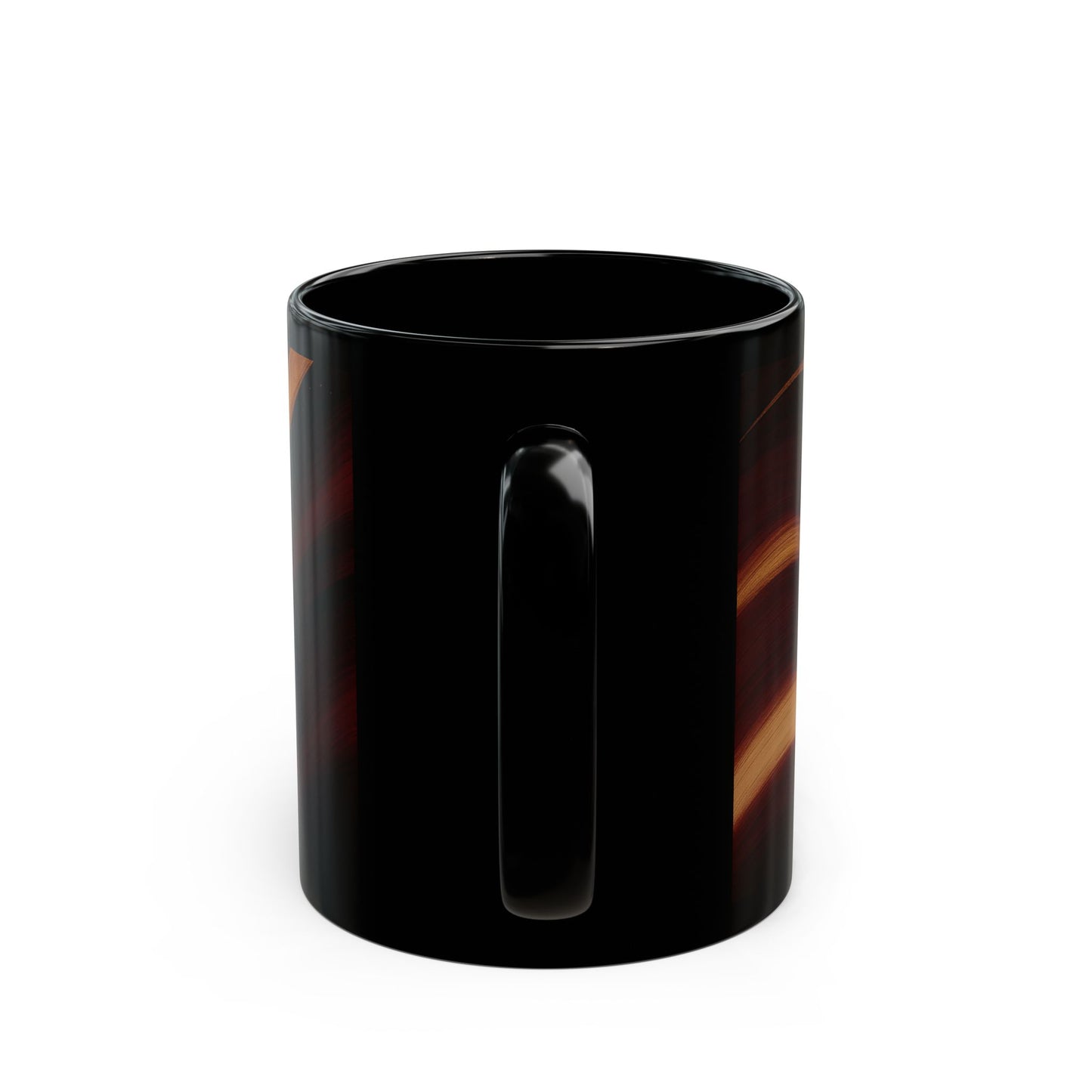 Rose Alloy 3-Soulful Collection-Black Ceramic Mug with Elegant Burgundy & Gold Swirl — 11oz/15oz