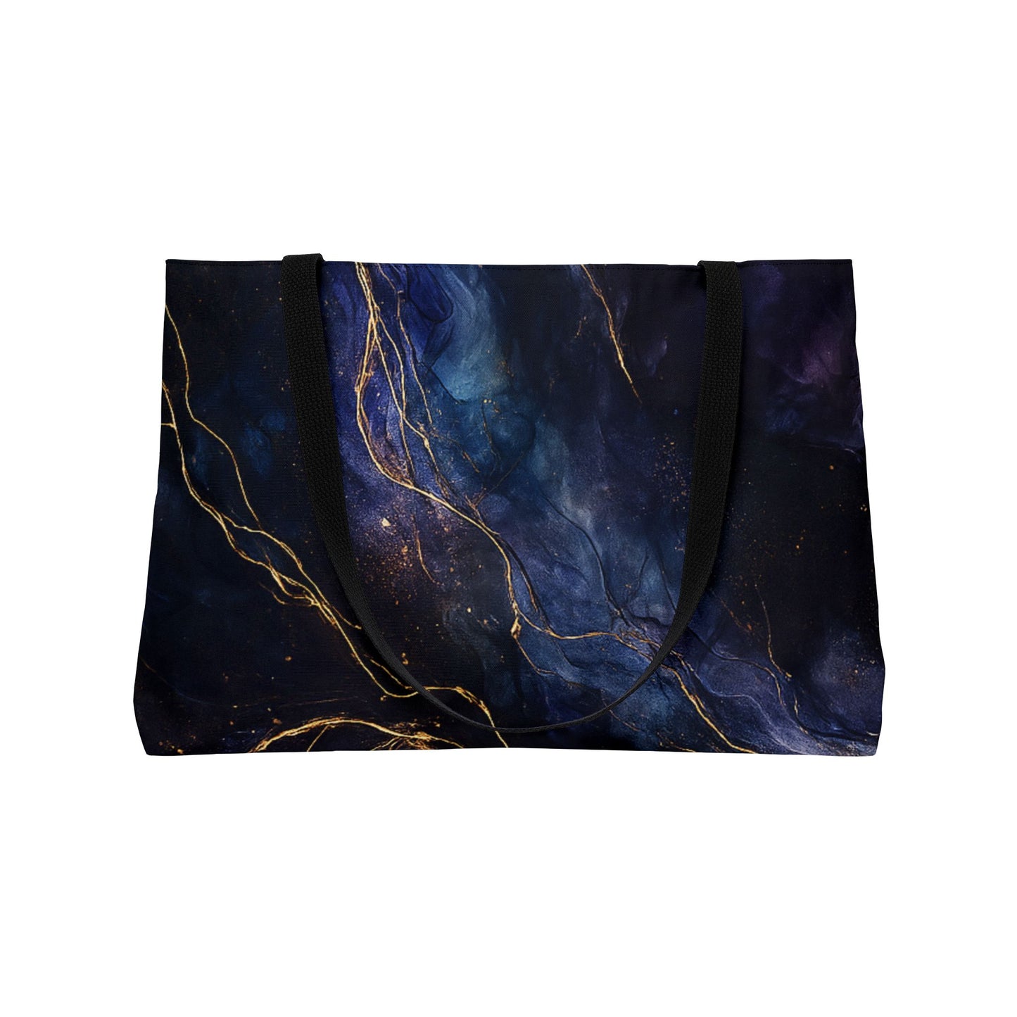 Onyx-2025 Artisan Luxe Collection-Weekender Tote Bag — Dark Blue Gold Vein Travel Beach Bag