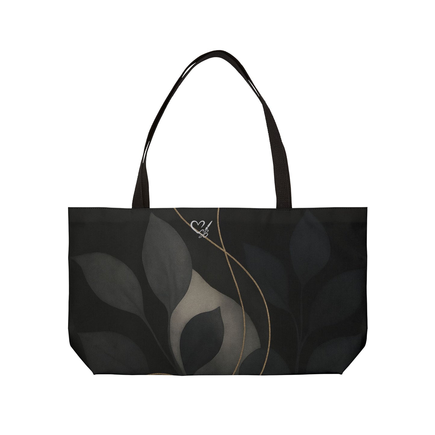 Shirley-2025 Artisan Luxe Collection-Weekender Tote — Elegant Black Leaf & Gold Vine Travel Bag