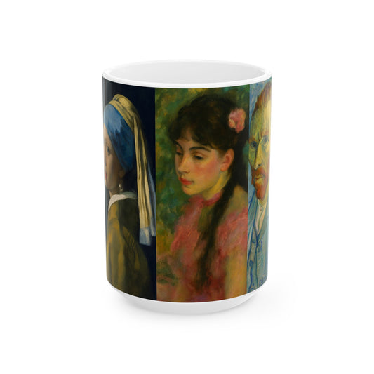 Artistic Ceramic Mug - Portraits Through History, Famous Artwork, Beautiful, Timeless