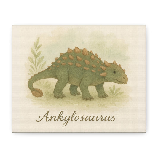 Ankylosaurus Canvas Wall Art – Nursery Dinosaur Print, Baby Room Decor