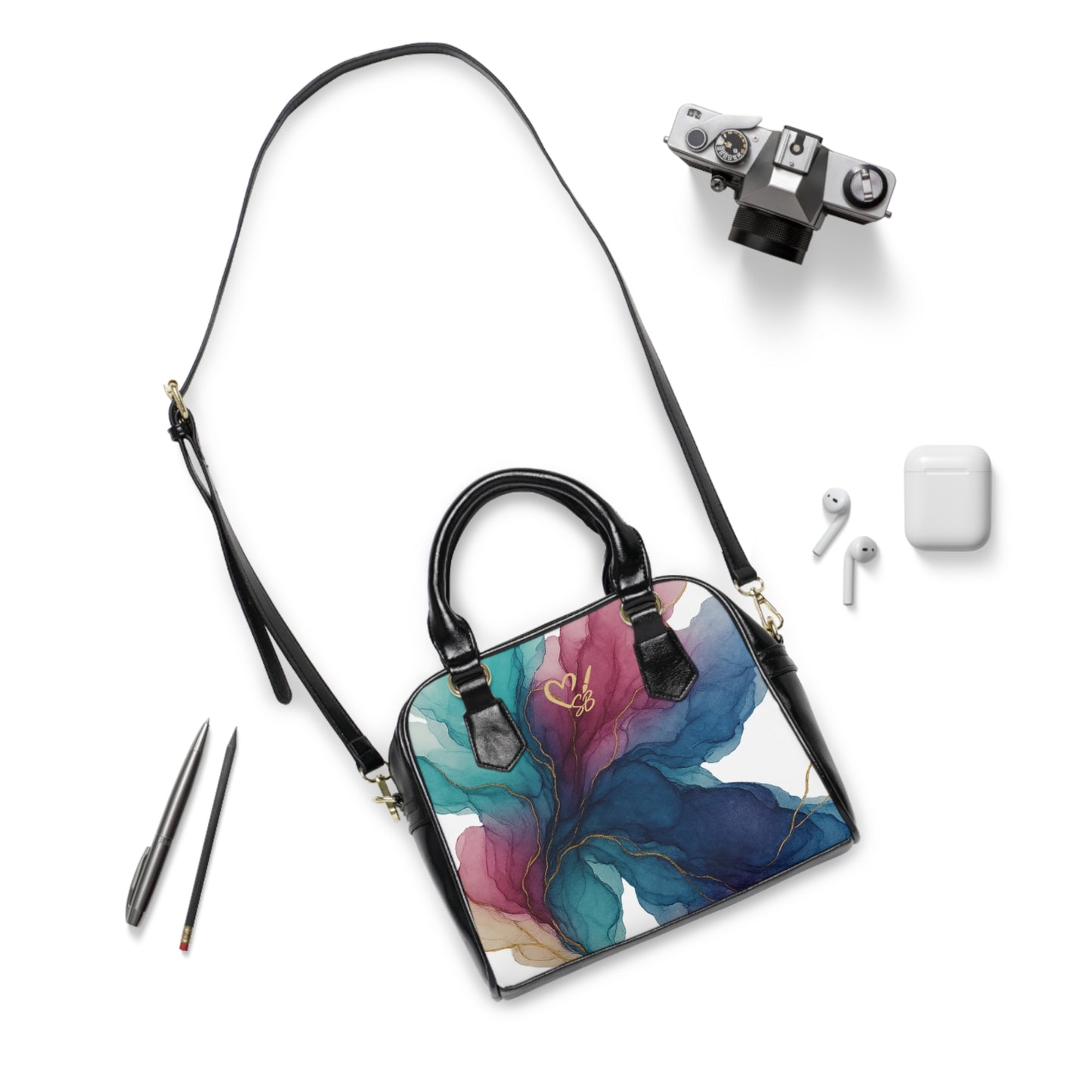 Heather-2025 Artisan Luxe Collection-  Shoulder Handbag — Colorful Watercolor Swirl Tote