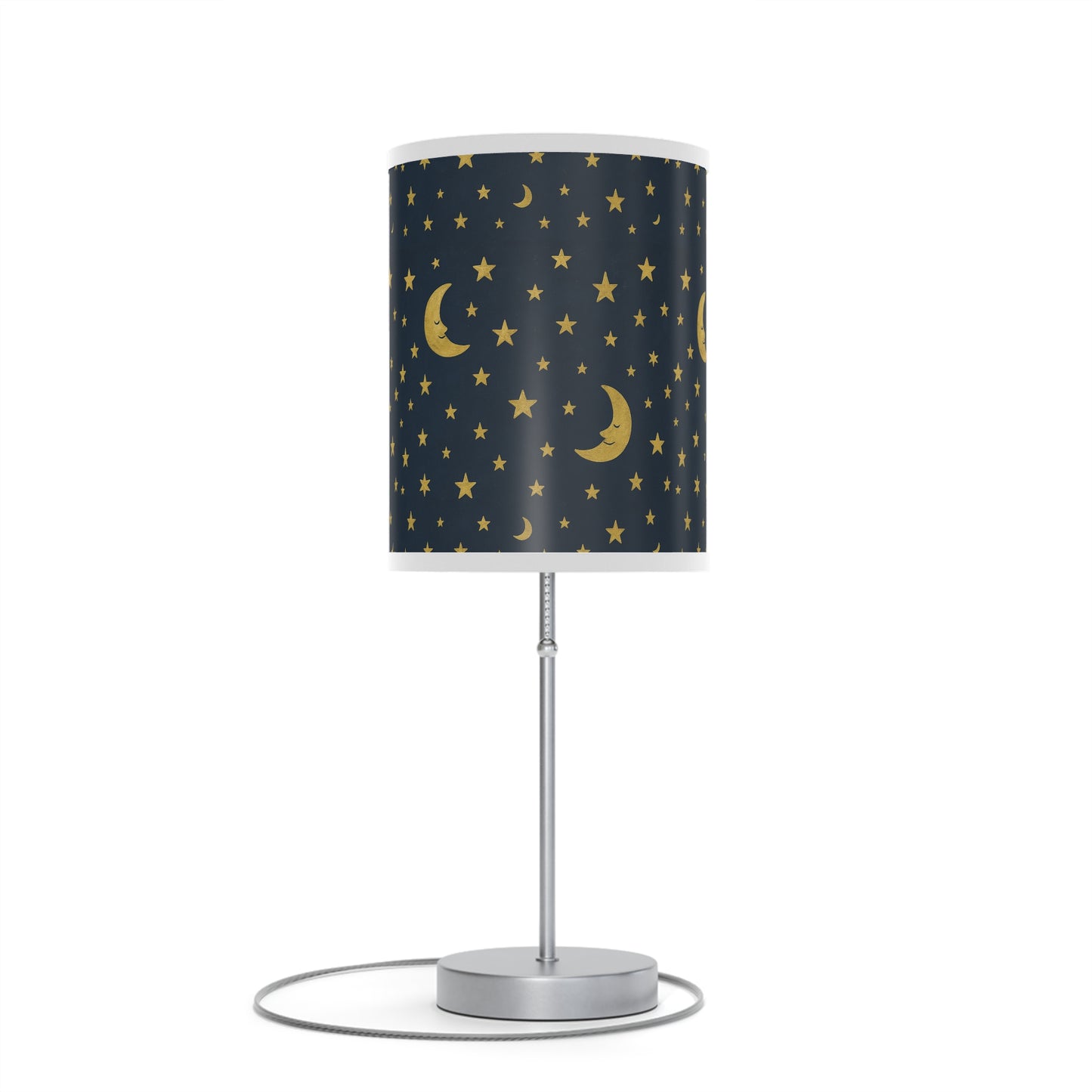 “Starfield nursery lamp with scattered golden stars on indigo sky – To the Moon Collection.”

“Soft celestial bedside lamp for baby room – warm glow star pattern by Soulful Brush Studios.”